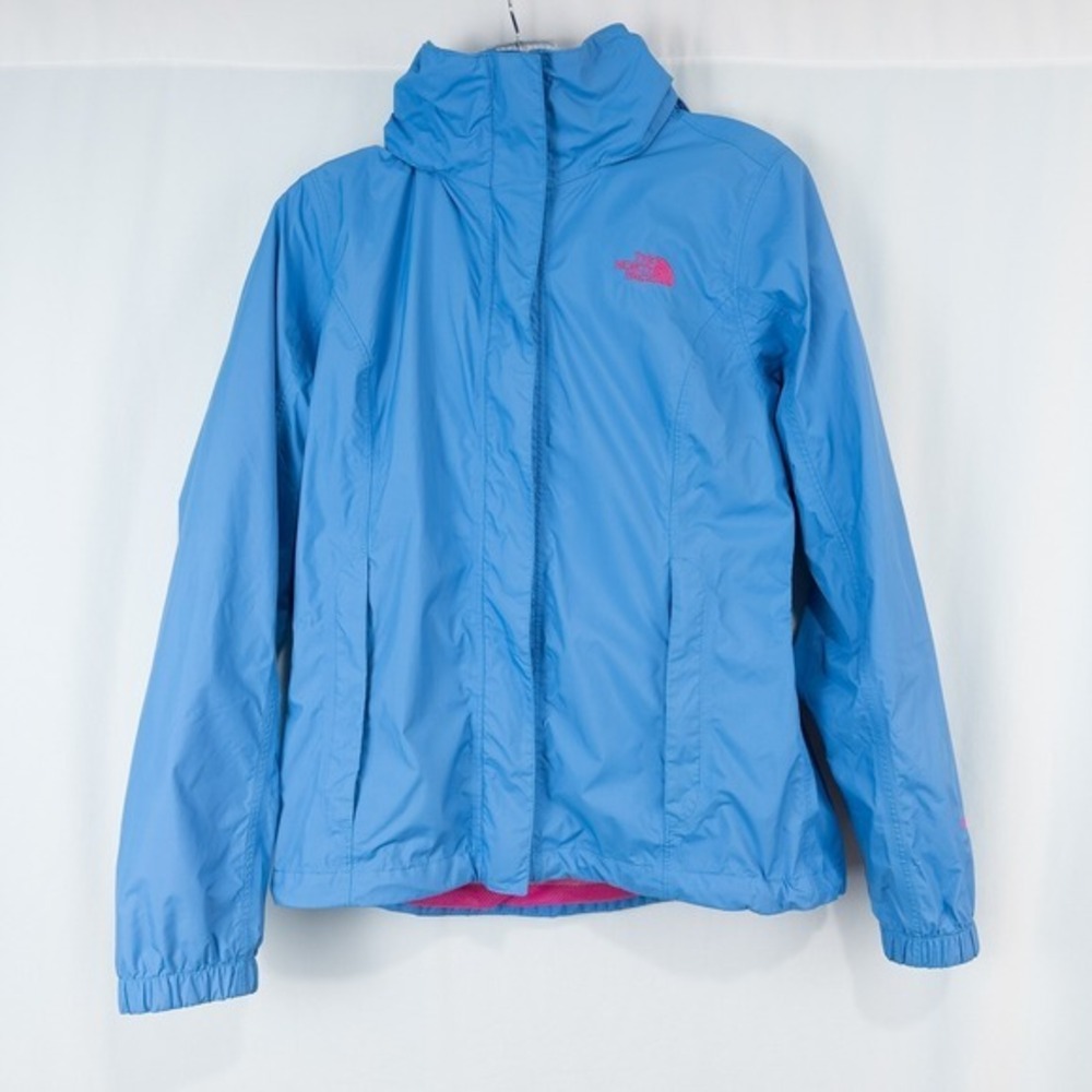The North Face Hyvent Resolve Jacket Womens Small Hooded Nylon Blue Pink Outdoor